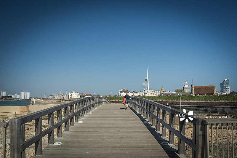 朴茨茅斯海滨的木栈道图片素材