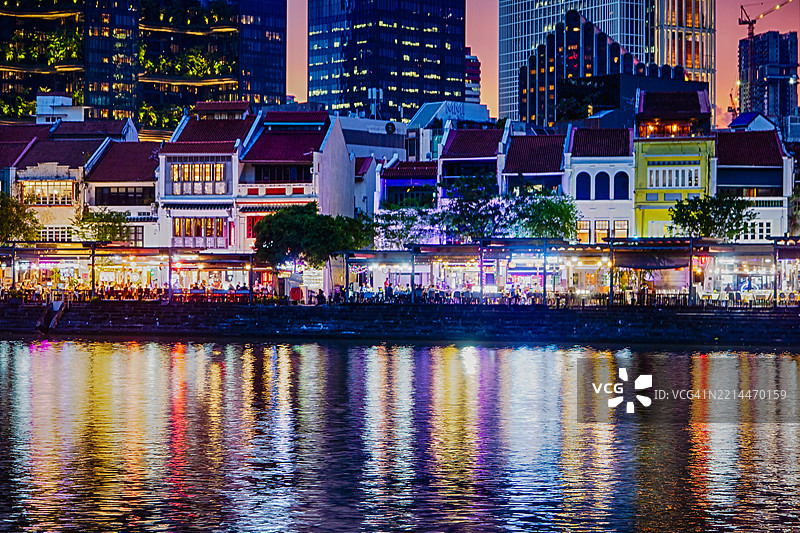 新加坡，船湾，餐厅和酒吧图片素材