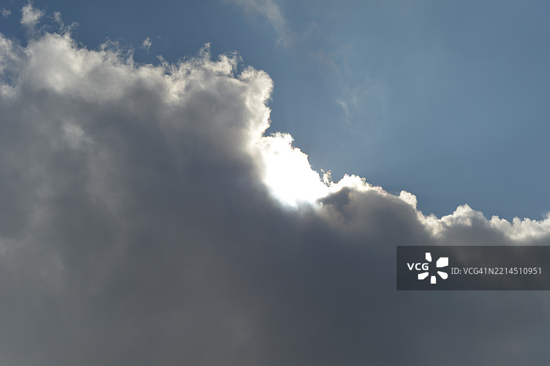 被云层遮蔽的阳光与蓝天图片素材