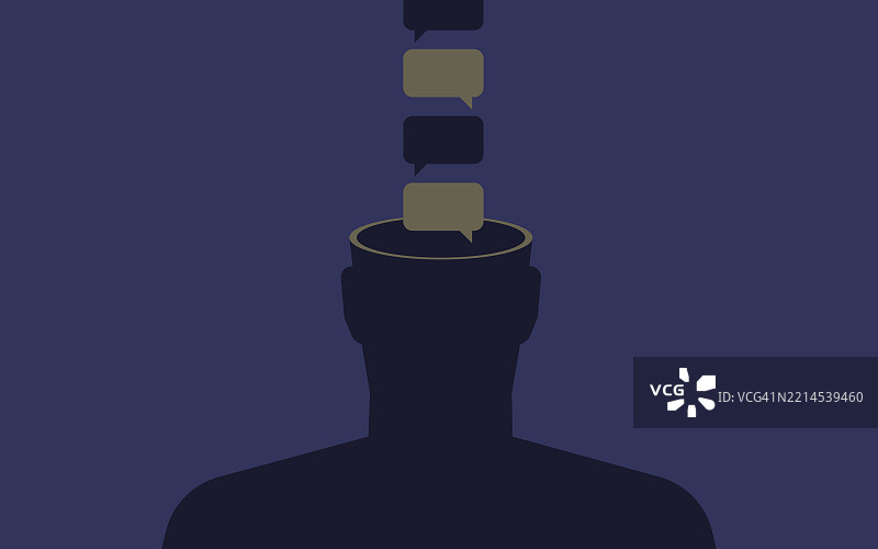 带有内心独白气泡的剪影图片素材