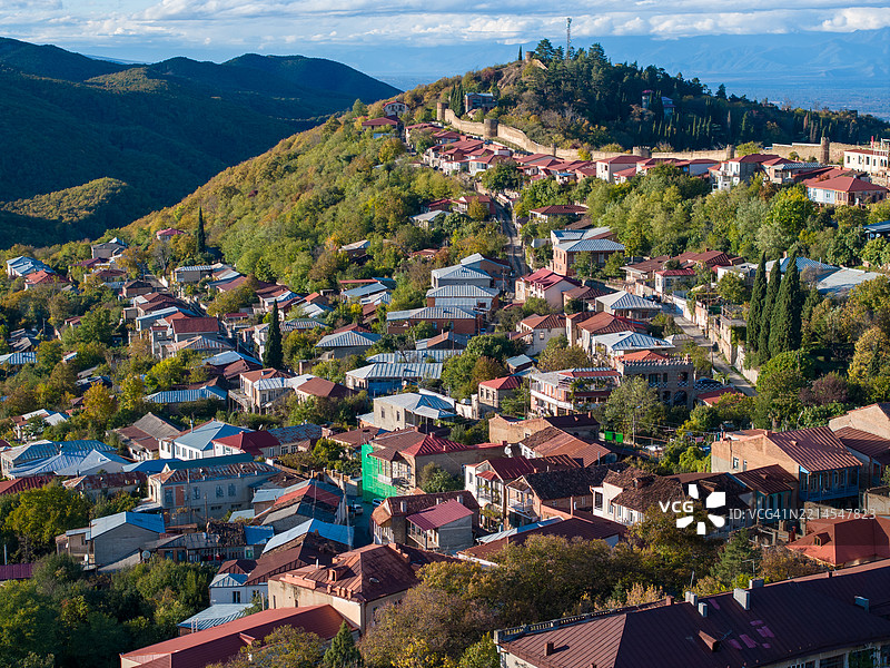 格鲁吉亚西格纳吉的屋顶和建筑图片素材