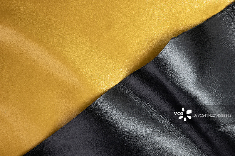 黑色和黄色皮革背景纹理的全景高分辨率照片图片素材