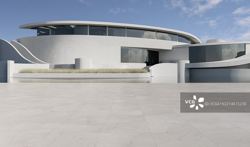 现代独立住宅和车道图片素材