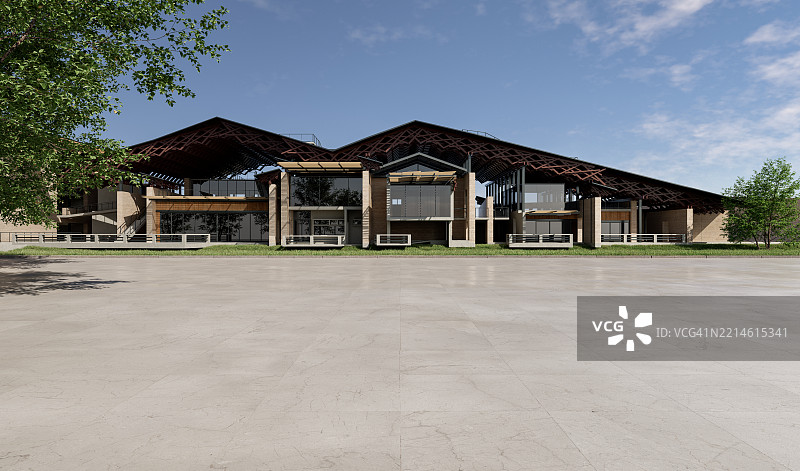 现代建筑外的 marble 地板图片素材