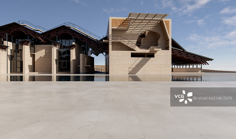 现代建筑外的 marble 地板图片素材