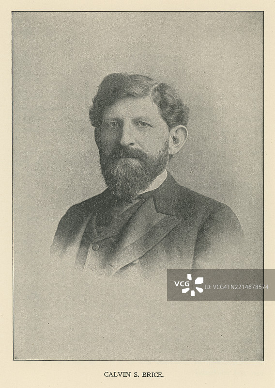 卡尔文·斯图尔特·布赖斯（1845年9月17日 - 1898年12月15日）的肖像，他是来自俄亥俄州的美国商人和民主党政治家。图片素材