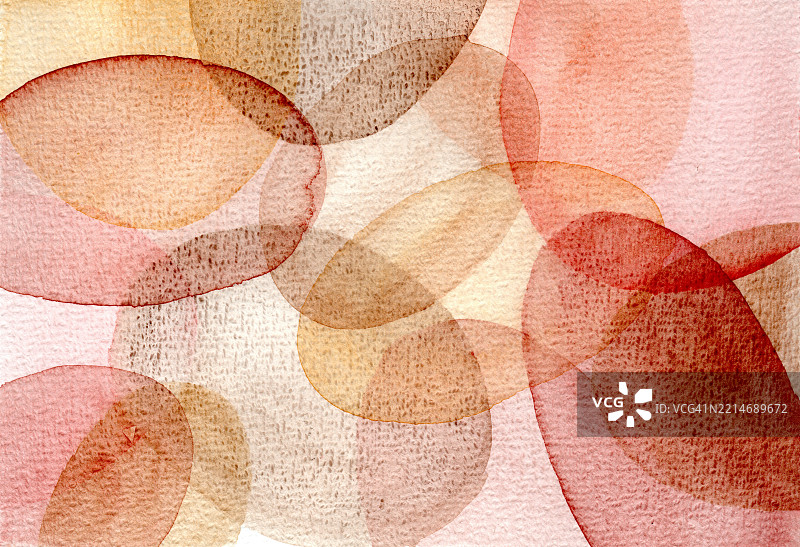 粉色、橙色和黄色的分层暖色调水彩椭圆形图案图片素材