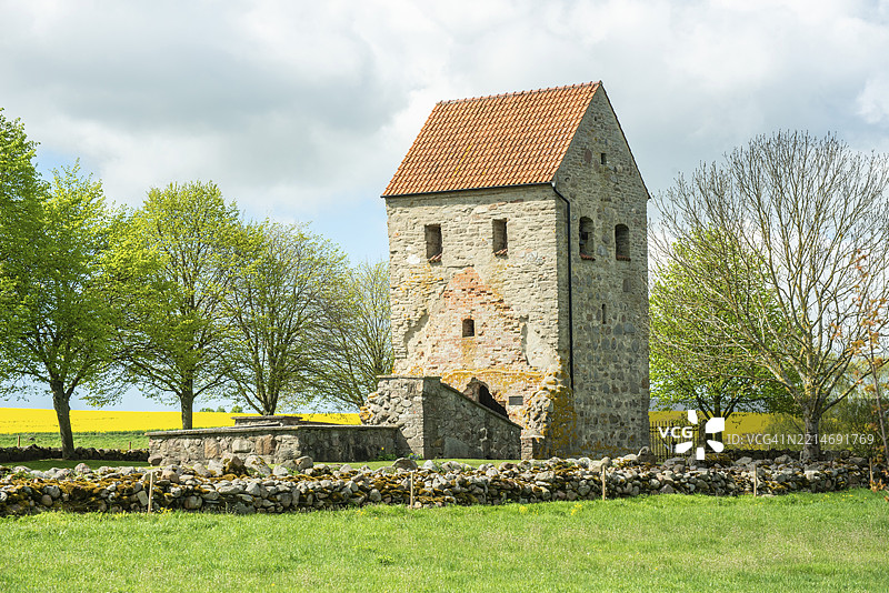内德拉比教堂遗址,建于13世纪,1635年被遗弃。位于瑞典斯科纳县汤梅利拉市,斯堪的纳维亚,欧洲。图片素材