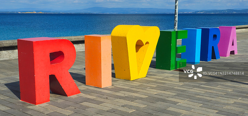 西班牙里贝拉的巨大地名标志图片素材