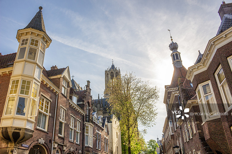 乌特勒支的历史区和多姆塔楼图片素材