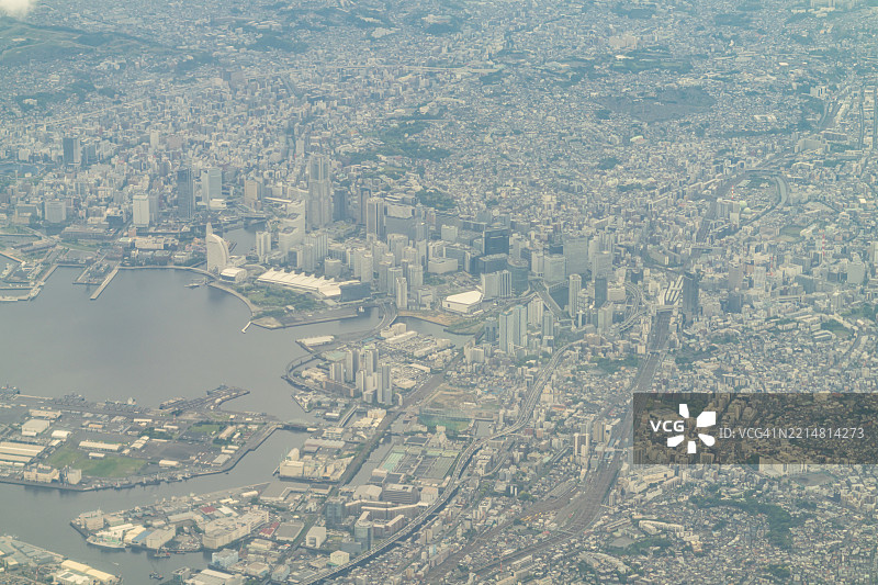 日本横滨市的飞机航拍视角图片素材