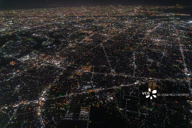 日本兵库县伊丹市的飞机航拍视图图片素材