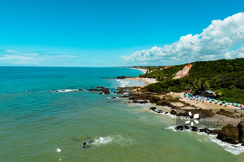 巴西帕拉伊巴州若昂佩索阿的坦巴巴海滩鸟瞰图图片素材