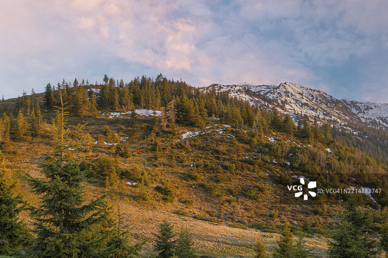 春季的吉尔费特、克莱纳和格罗瑟·甘姆斯坦,吉尔费特、克莱纳和格罗瑟·甘姆,图克斯前阿尔卑斯,蒂罗尔,奥地利,欧洲图片素材