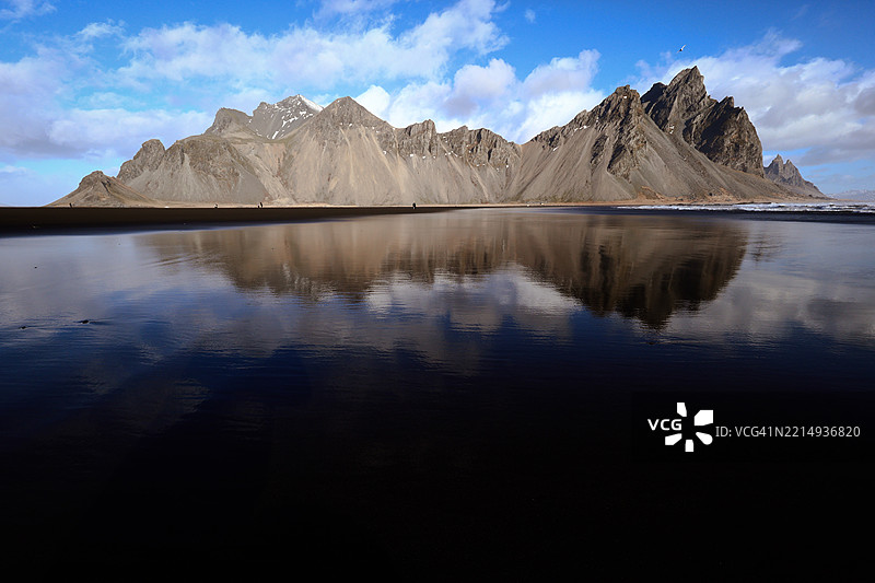 冰岛湖泊与山脉的美丽风景与天空相映成趣图片素材