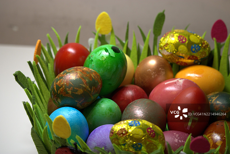 多彩鸡蛋的特写镜头图片素材