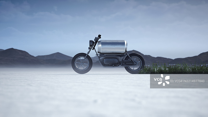 可持续摩托车概念 - 将垃圾转变为交通工具 - 回收金属的力量图片素材