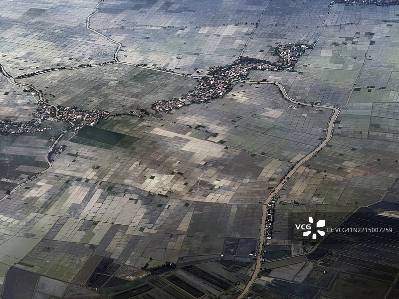 印度尼西亚爪哇岛沿海平原的马赛克拼布景观图片素材