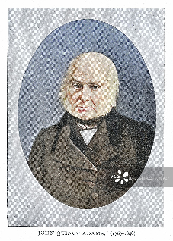 约翰·昆西·亚当斯肖像，美国第六任总统，任期从1825年到1829年。图片素材