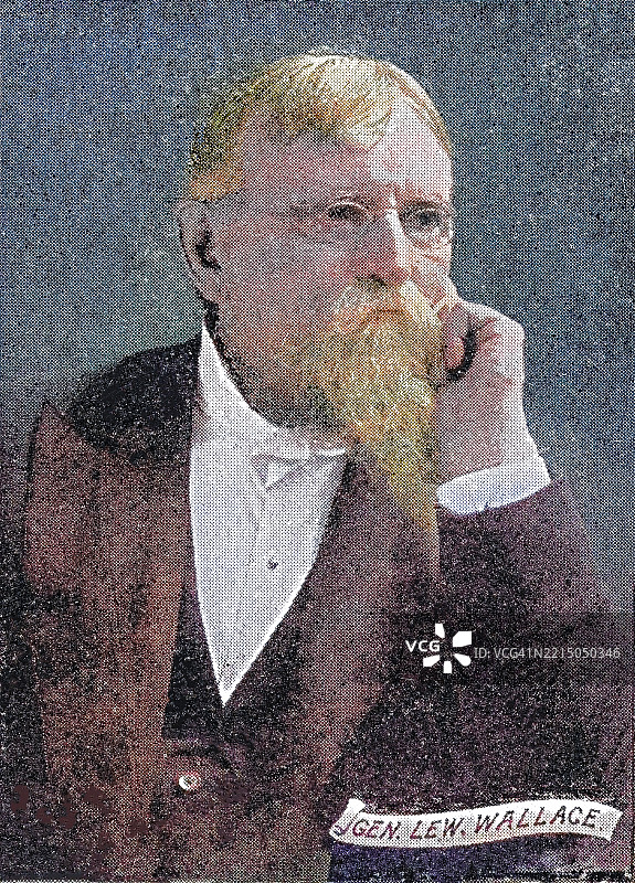 美国律师、南北战争中的联邦将军、新墨西哥领地的州长、政治家、外交官、艺术家和作家刘易斯·华莱士（Lew Wallace）的肖像图片素材