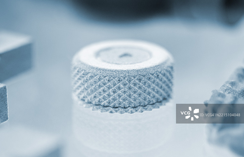 灰色聚酰胺粉末3D打印机模型特写细节图片素材