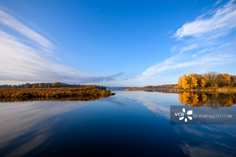 湖泊与天空的美丽景色图片素材