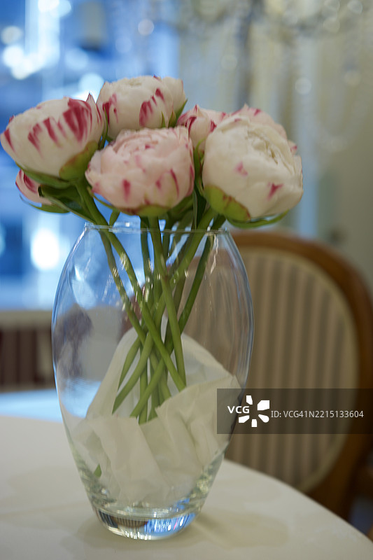 桌子上花瓶里的花特写图片素材