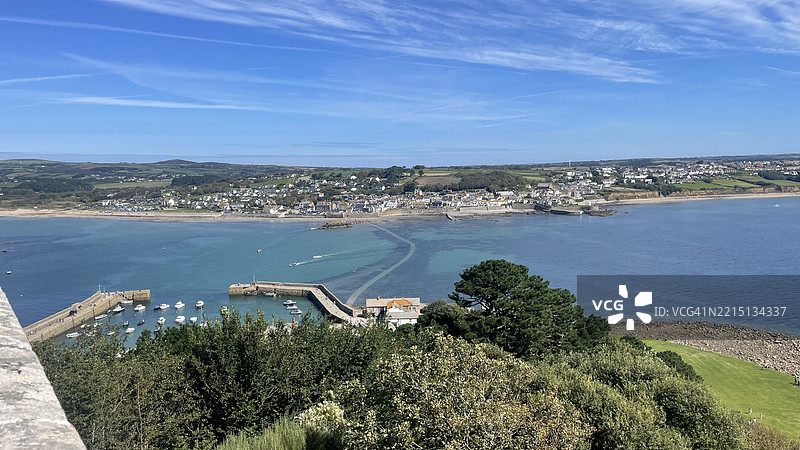 海边城市的高角度视图，马拉齐翁，英国图片素材