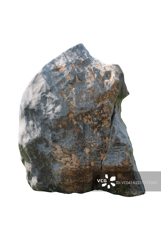 一块孤立在白色背景上的粗糙石头图片素材