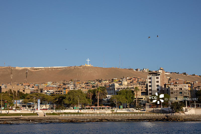 秘鲁伊洛港的海岸全景图片素材