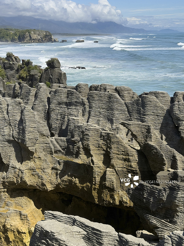 新西兰南岛帕帕罗阿国家公园的煎饼岩图片素材