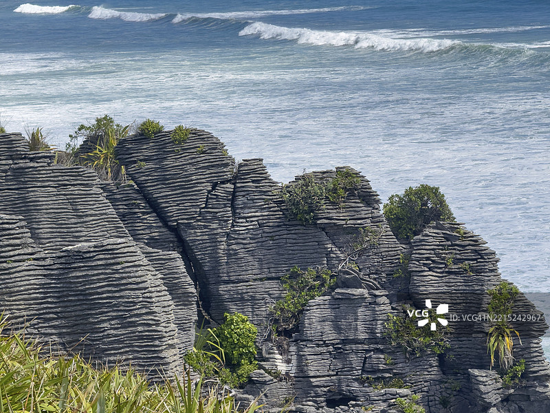 新西兰南岛帕帕罗阿国家公园的煎饼岩图片素材