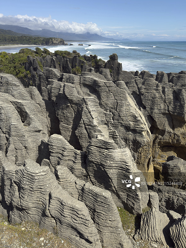 新西兰南岛帕帕罗阿国家公园的煎饼岩图片素材