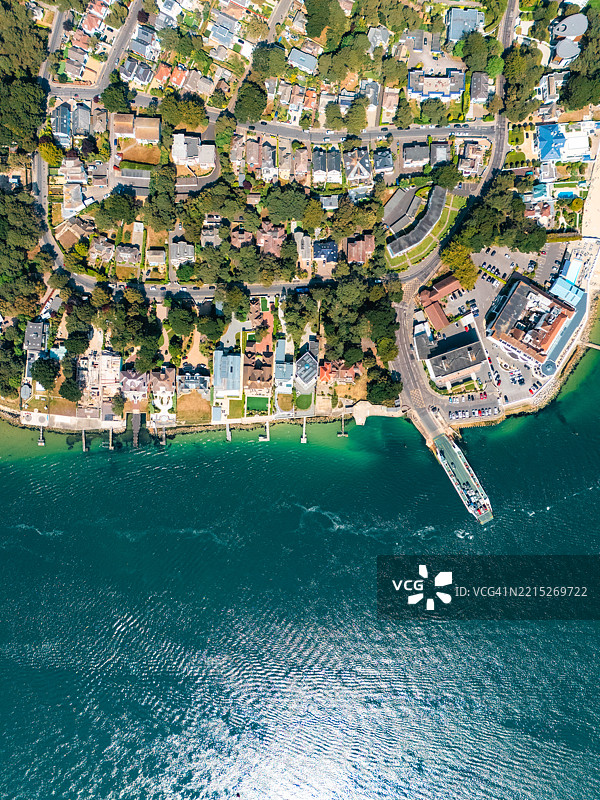 桑德班克斯和普尔港的鸟瞰图。英国桑德班克斯图片素材