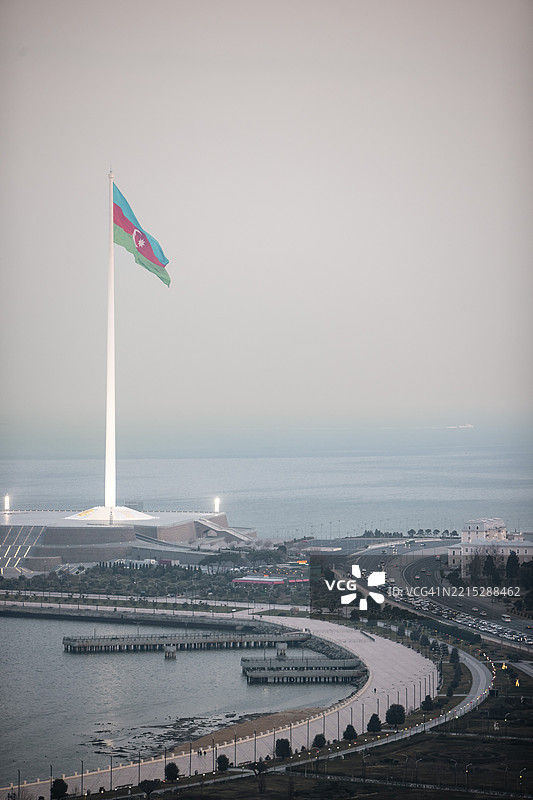 巴库的巨型阿塞拜疆国旗图片素材