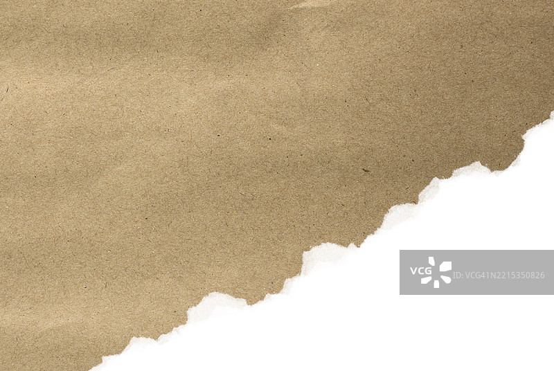 棕色撕裂纸张与白色背景模板图片素材