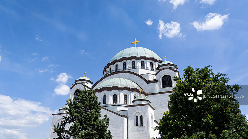 塞尔维亚首都圣萨瓦大教堂的惊人无人机航拍画面图片素材