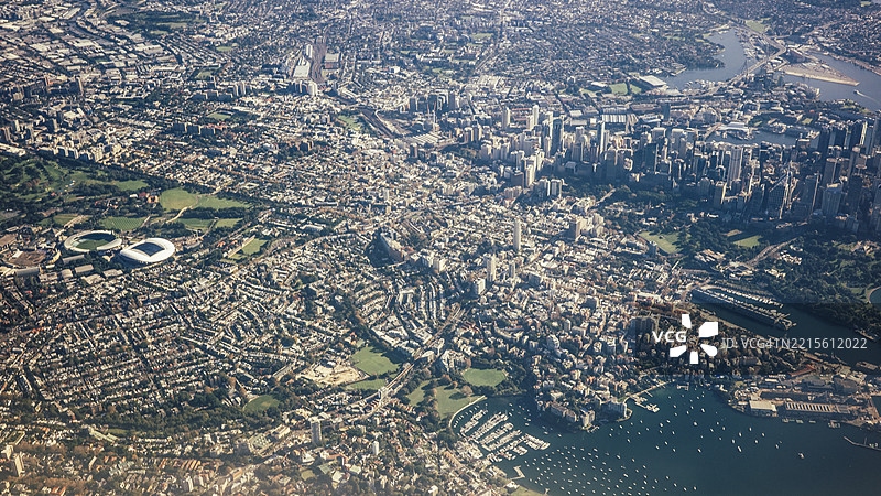 悉尼市中心的鸟瞰图图片素材