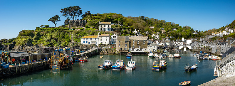 康沃尔郡波尔佩罗村的全景视图图片素材