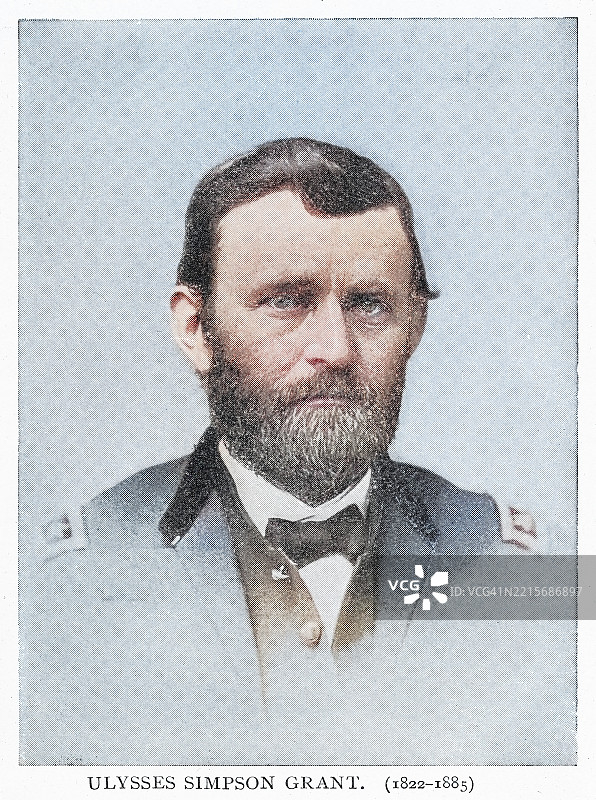 尤利西斯·S·格兰特肖像，美国第18任总统，任期从1869年到1877年图片素材