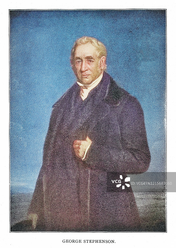 乔治·史蒂芬森（1781年6月9日 - 1848年8月12日）的肖像，他是工业革命时期的一位英国土木工程师和机械工程师。图片素材