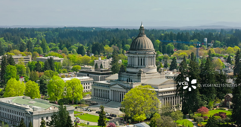 华盛顿州议会大厦的绝佳航拍图图片素材