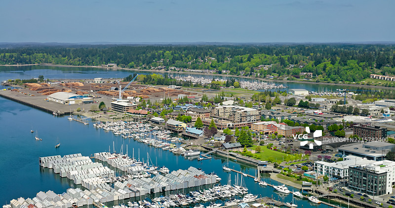 奥林匹亚港，华盛顿州 - 航拍图片素材