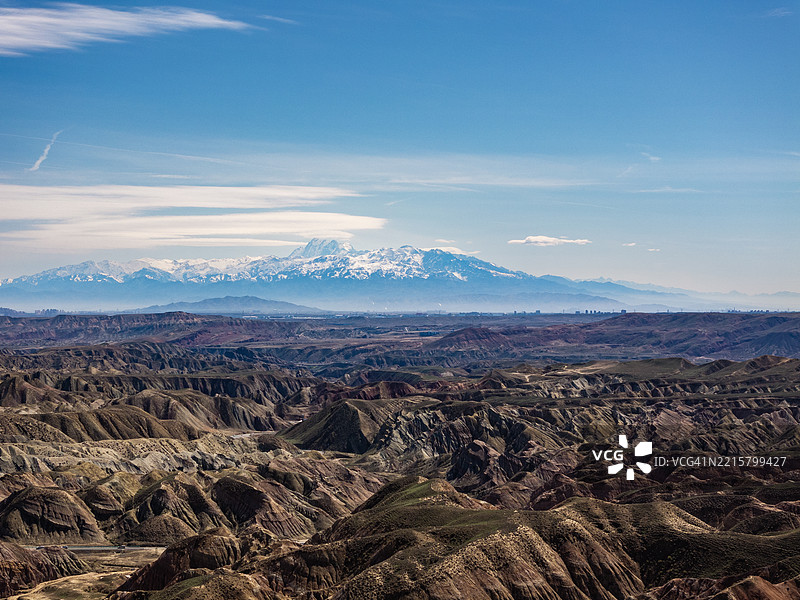 雅丹地貌风景区的航拍镜头图片素材