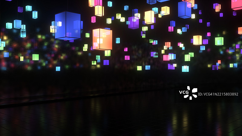 3D悬挂的彩色灯笼图片素材