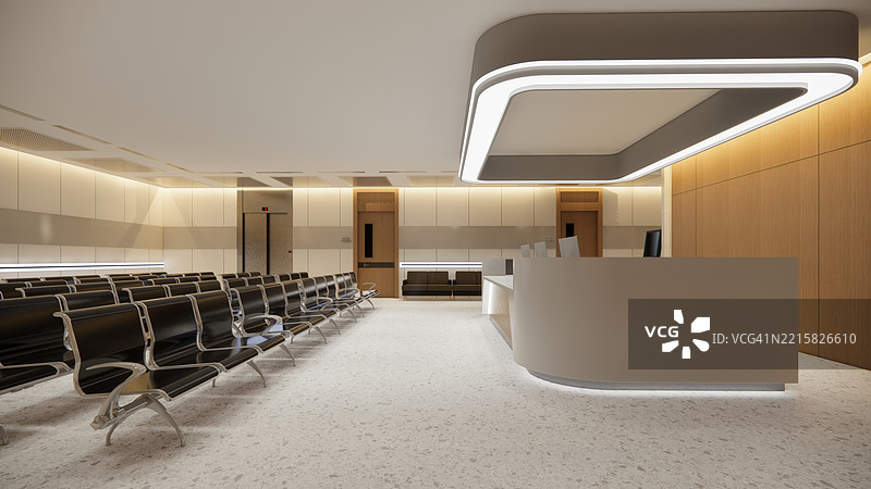 现代豪华医院房间内部，空床和扶手椅。现代手术室。现代手术室。图片素材