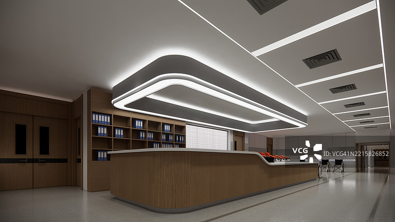 现代豪华医院房间室内，空床和扶手椅。现代手术室。现代手术室。图片素材