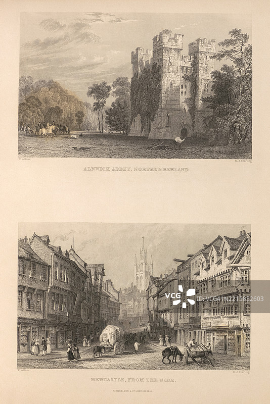 阿尔尼克修道院和纽卡斯尔的景观图片素材
