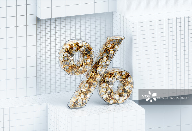 用硬币填充的百分号符号图片素材