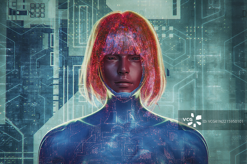未来女性赛博格图片素材